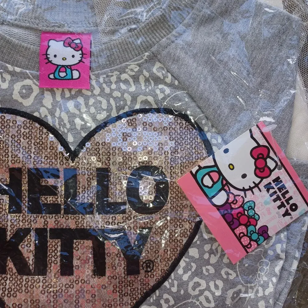 Hello Kitty Baby Girl Sequin Heart Tutu Dress Size 18 Mo Fleece Long Sleeve NWT